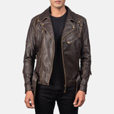 Men's Vincent Brown Leather Biker Jacket