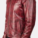 Men's Alex Burgundy Distressed Leather Jacket