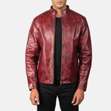 Men's Alex Burgundy Distressed Leather Jacket Men's Alex Burgundy Distressed Leather Jacket