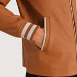 Men's Willis Tan Brown Leather Varsity Jacket