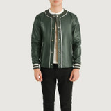Men's Willis Green Leather Varsity Jacket Men's Willis Green Leather Varsity Jacket