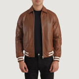 Men's Walton Brown Leather Varsity Jacket