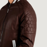 Men's Pascal Maroon Leather Varsity Jacket