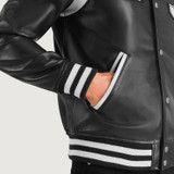 Men's Liberte New Jersey Black Leather Varsity Jacket