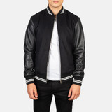 Men's Harrison Black Hybrid Varsity Jacket