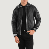 Men's Cooper Black Leather Varsity Jacket