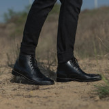 Brogues Derby Black Leather Boots