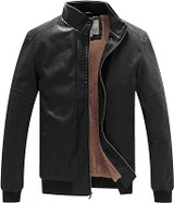 Men's Stand Collar Bomber Leather Jacket Men's Stand Collar Bomber Leather Jacket