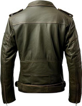 Men's Army Green Leather Jacket