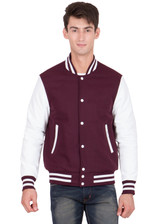 Mens Maroon and White Varsity Jacket