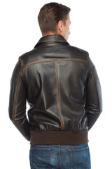 Real Distressed Leather Bomber Jacket