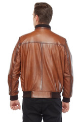 Men's Leather Brown Bomber Jacket