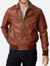 Mens Vintage Style Bomber Leather Biker Jacket Mens Vintage Style Bomber Leather Biker Jacket