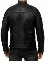 Men Piped Sleeve Motorcycle Jacket