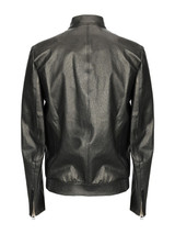 Men Shinny Jet Black Leather Jacket