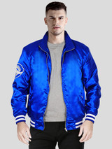 Men's Shiny Blue Satin Jacket