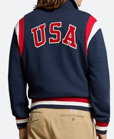 Olympic Team USA Blue Baseball Jacket Back Image Olympic Team USA Blue Baseball Jacket Back Image