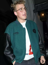 Jake Paul American Actor Green and Black Varsity Jacket Jake Paul American Actor Green and Black Varsity Jacket