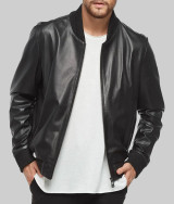 Crime 101 Chris Hemsworth Black Leather Bomber Jacket