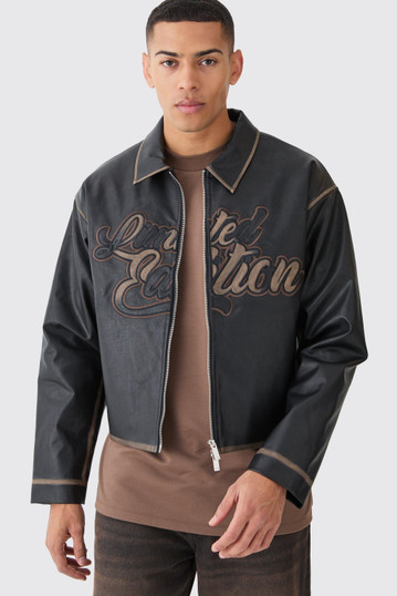 Boxy Tumble Real Leather Bomber Jacket