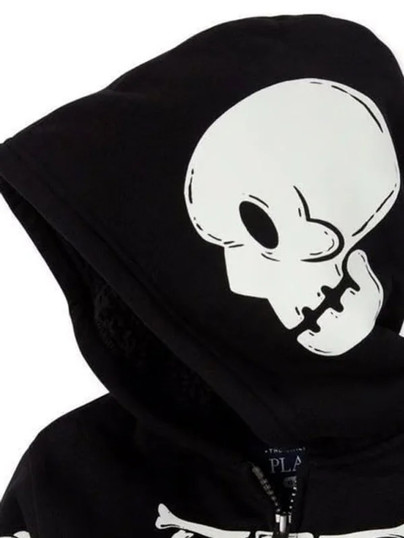 Halloween Skeleton Fleece Black Hoodie