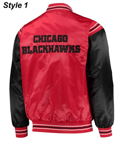 Red & Black Chicago Blackhawks Satin Jacket