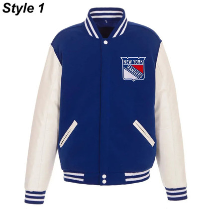 New York Rangers Buttoned Front Closure Varsity Jacket