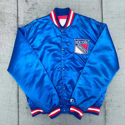 New York Rangers 1980’s Royal Satin Bomber Jacket