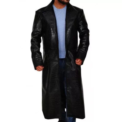 The Matrix Laurence Fishburne Alligator Morpheus Leather Trench Coat