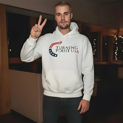 Justin Bieber Turning Point USA White Hoodie