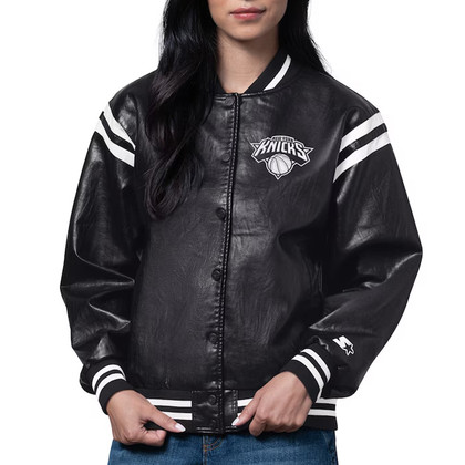 New York Knicks High Heat Black Real Leather Jacket