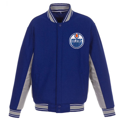 Edmonton Oilers Accent Royal Blue & Gray Wool Jacket