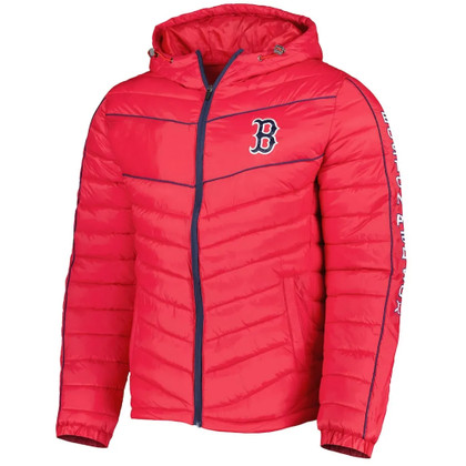 Boston Red Sox Down Puffer Red Hooded Jacket