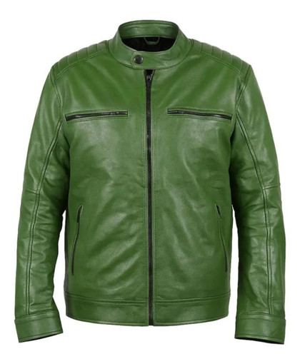 Alberto Olmo Bad Influence  Green Leather Jacket