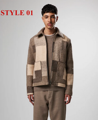 NN07 Gael Checked Zip-Front Jacket