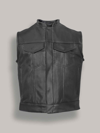 Men Black Leather Vest