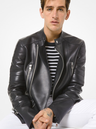 Mens Biker Black Leather Jacket