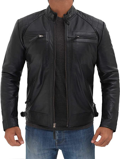 Café Racer Motorcycle Real Leather Jacket Men