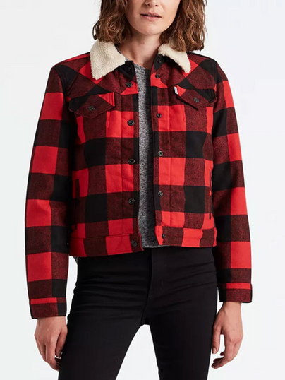 Tokyo Money Heist Plaid Sherpa Jacket