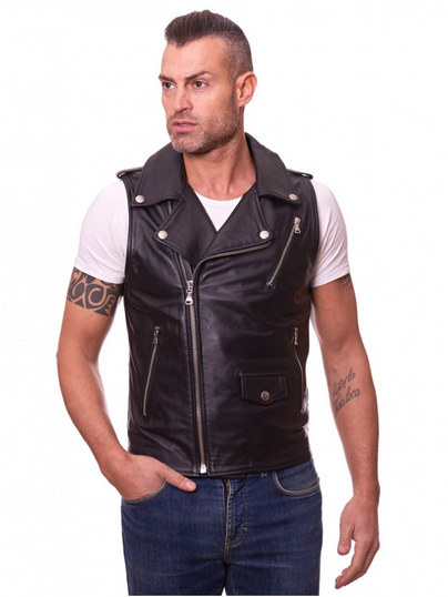 Black Genuine Leather Vest For Men Black Genuine Leather Vest For Men