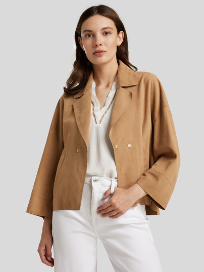 Womens Casual TAN Suede Leather Jacket Womens Casual TAN Suede Leather Jacket