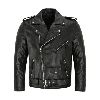 Men's Brando Motorcycle Biker Style Leather Jacket