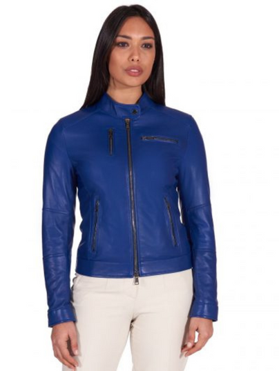 Women Navy Blue Leather Biker Jacket Women Navy Blue Leather Biker Jacket