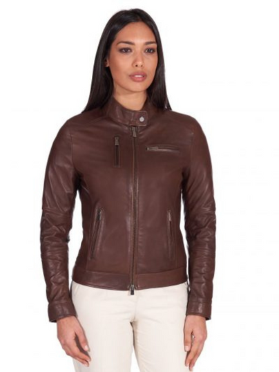 Women Brown Leather Biker Jacket Women Brown Leather Biker Jacket