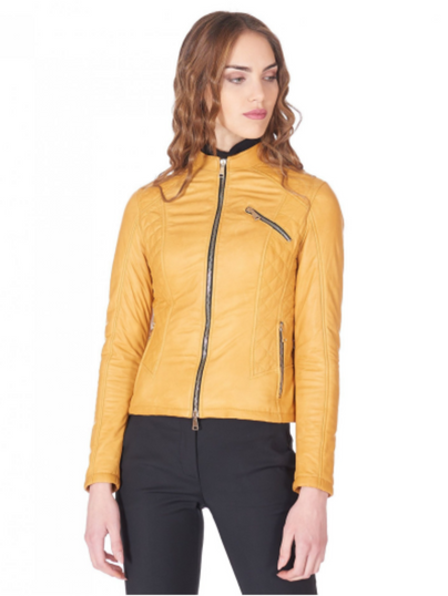 Womens Yellow Leather Biker Jacket Womens Yellow Leather Biker Jacket