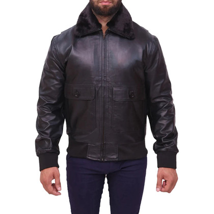 A2 Flight Airforce Pilot Aviator Black Bomber Jacket