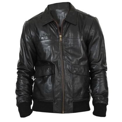 Men's Genuine Lambskin Black Bomber Biker Jacket Men's Genuine Lambskin Black Bomber Biker Jacket