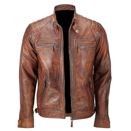 Men's Brown Vintage Distressed Biker Leather Jacket Men's Brown Vintage Distressed Biker Leather Jacket