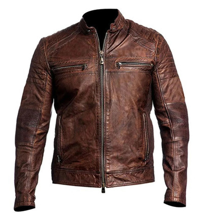 Dark Brown Vintage Distressed Biker Leather Jacket Dark Brown Vintage Distressed Biker Leather Jacket