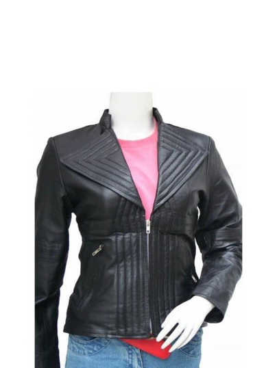 Women’s Quilted Style Black Leather Jacket Women’s Quilted Style Black Leather Jacket